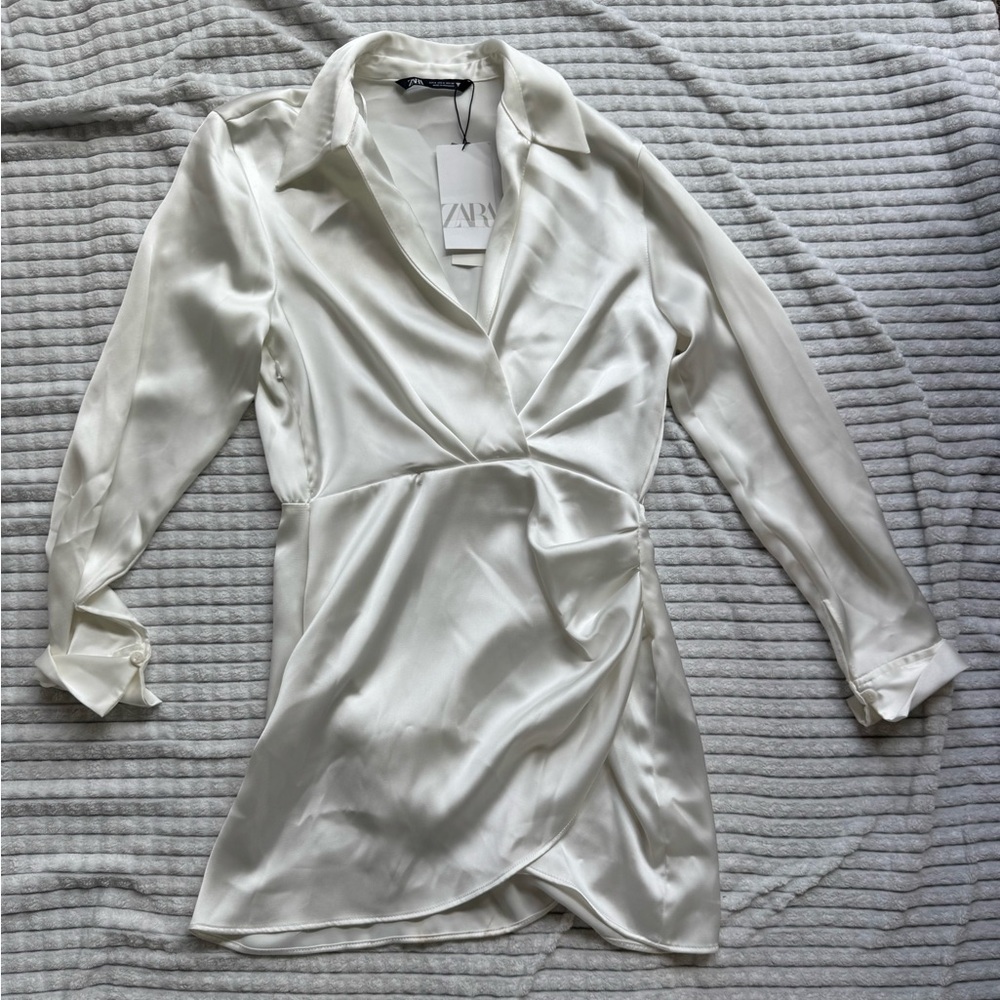 Zara White Satin Shirt